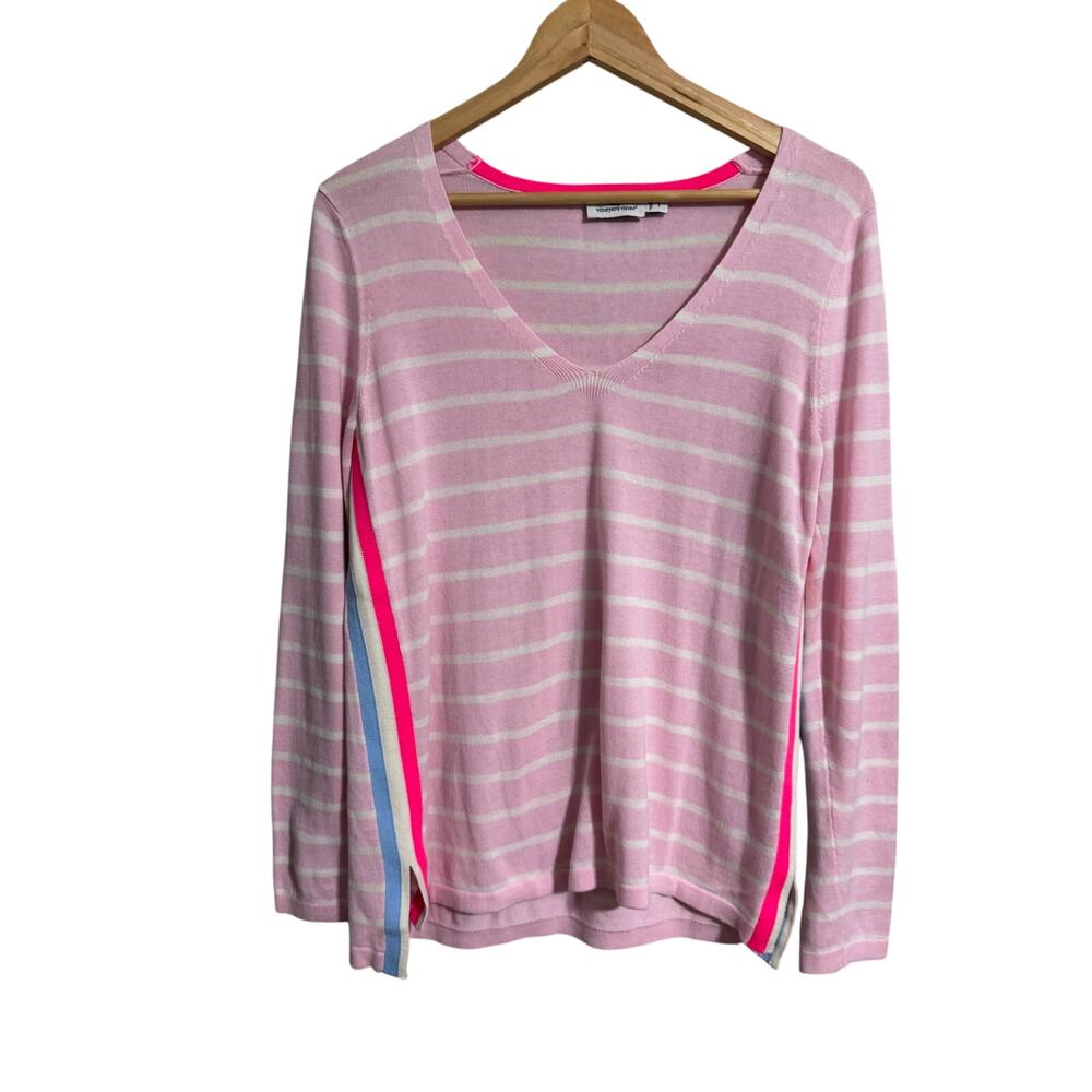 Vineyard Vines Pink and White Stripe Summer Sweater Size Small